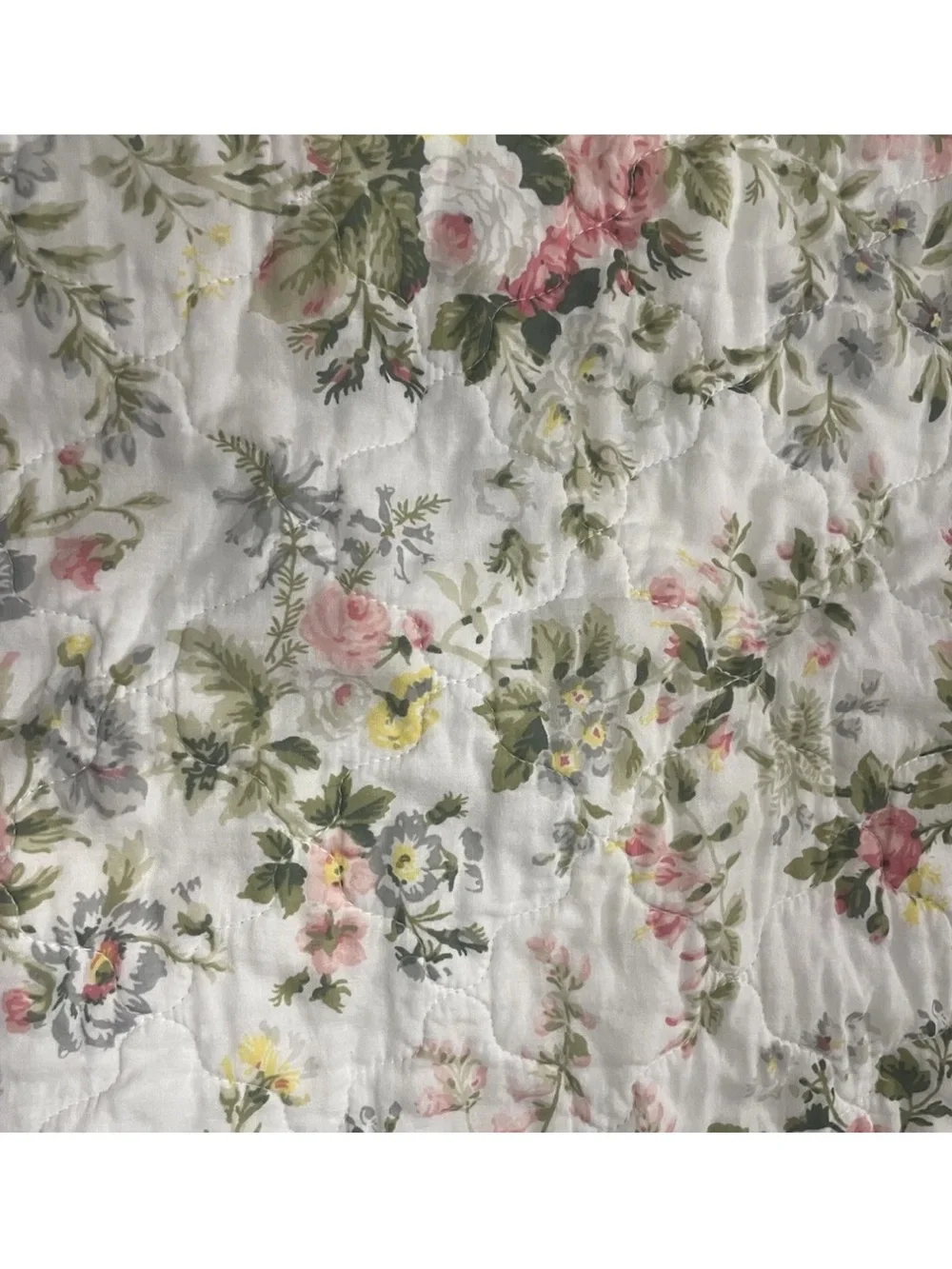 Laura Ashley Standard Pillow Shams Set 2 Pink Floral Quilted Cottage